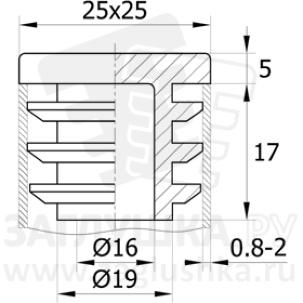 Заглушка  25х25 мм для труб квадратного сечения 25-25ПЧК