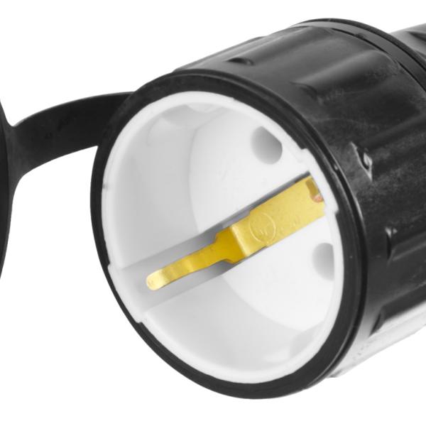 Розетка СИБИН электрическая ударопрочная, с заземлением, 16А/220В, IP44, черная 55186-B